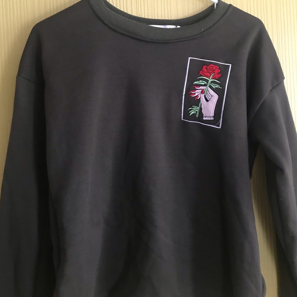 Olive Green with Rose Embroidery